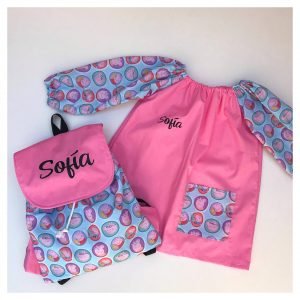 Conjunto mochila escolar pepa pig infantil y bata infantil personalizada pepa pig